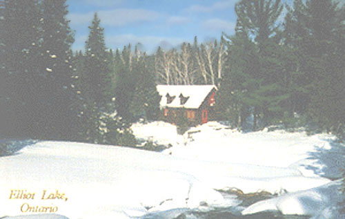 Winter postcard of Elliot Lake