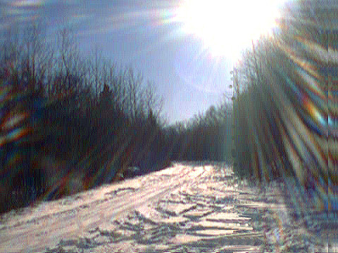 Snowmobile trail on a bright, sunny day!
