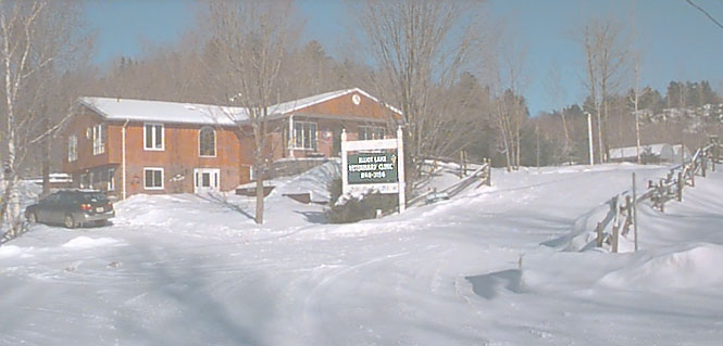 Beautiful winter setting of Elliot Lake Veterinary Clinic