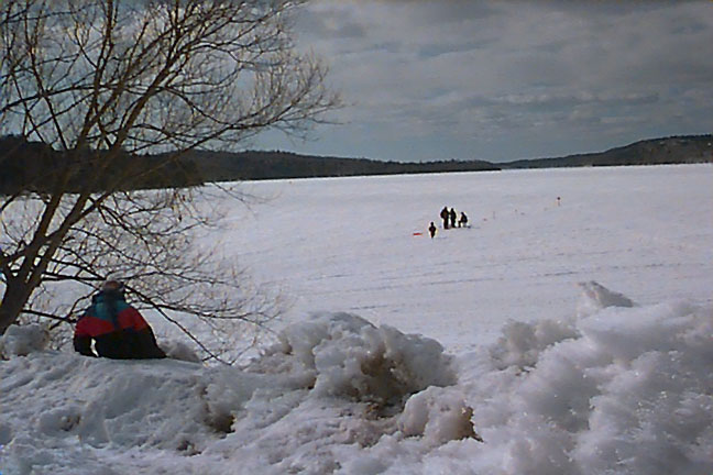 Enjoying winter fun on Elliot Lake.