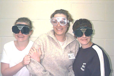 Volunteers trying the Elliot Lake Police Service's new Fatal Vision Goggles