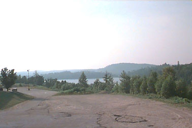 Misty side view of Horne Lake