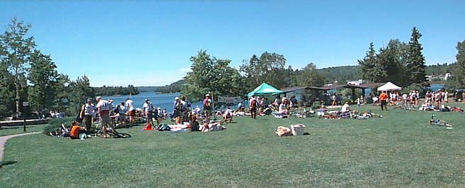 Teams arriving at Westview Park to check in.